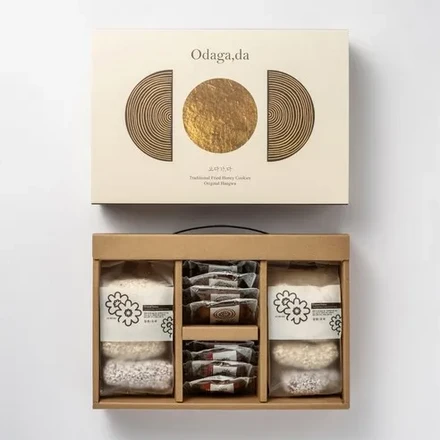 [봄오다가] 한과 모듬 선물세트 – 소담한과 (과자맛 + 찹쌀약과 4개 + 통밀약과 4개), 1박스, 400g